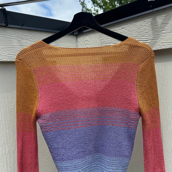 GCDS Printed V-Neck Crop Top Orange Gradient Cardigan - Picture 5 of 6